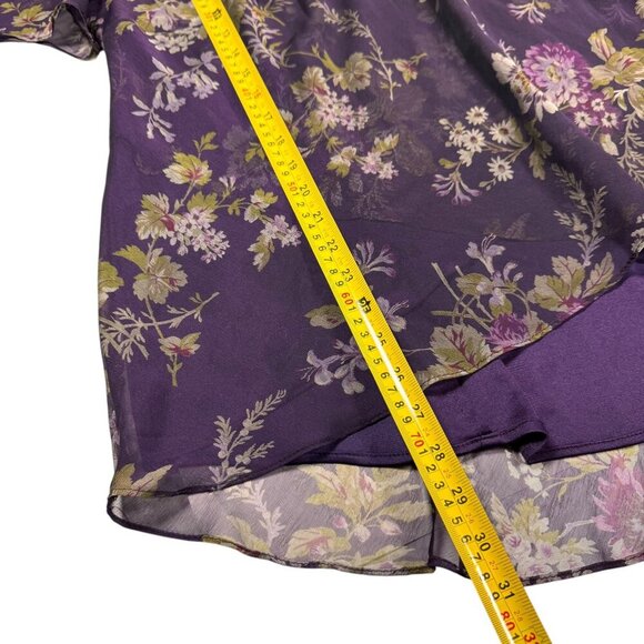 R & M Richards Womens Dark Floral Top Sz.XXL Purple Chiffon Party Office Boho - Picture 9 of 9